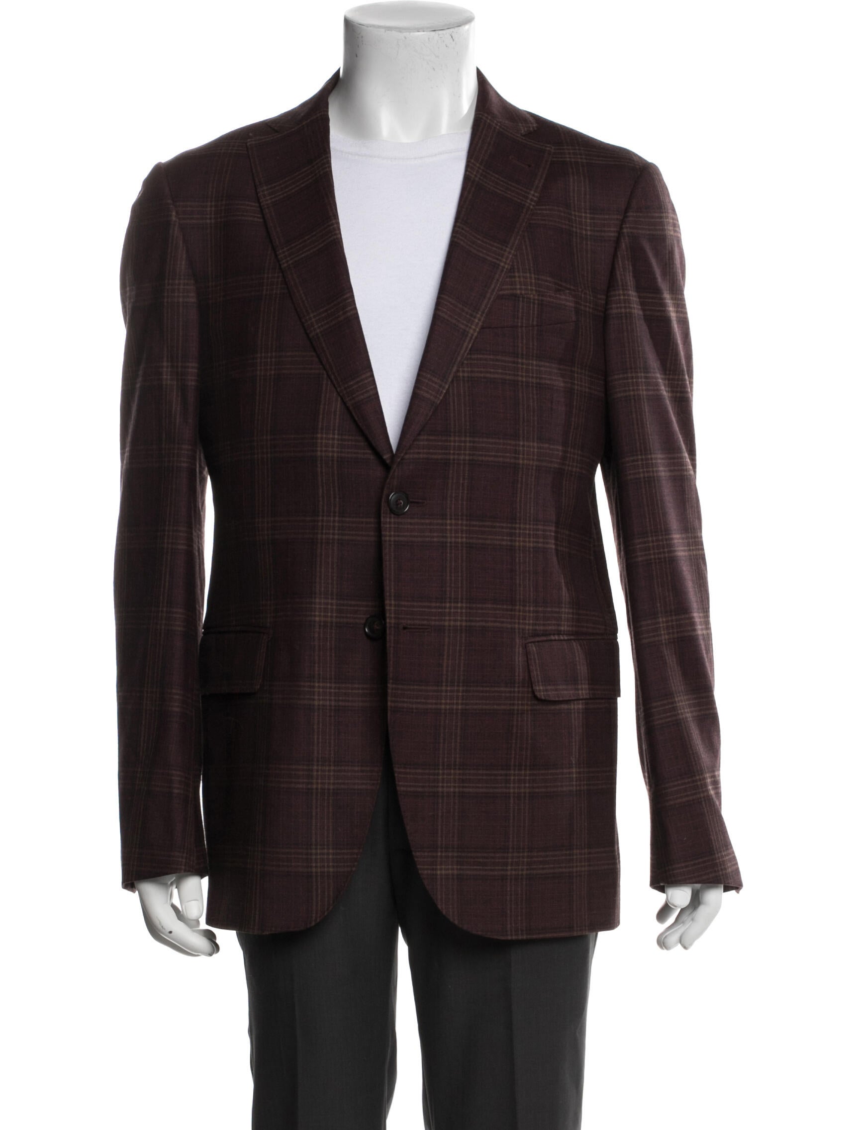 Saks Fifth Avenue Wool Plaid Print Blazer