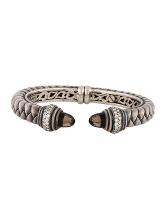 Scott Kay Smoky Quartz & Diamond Hinged Cuff