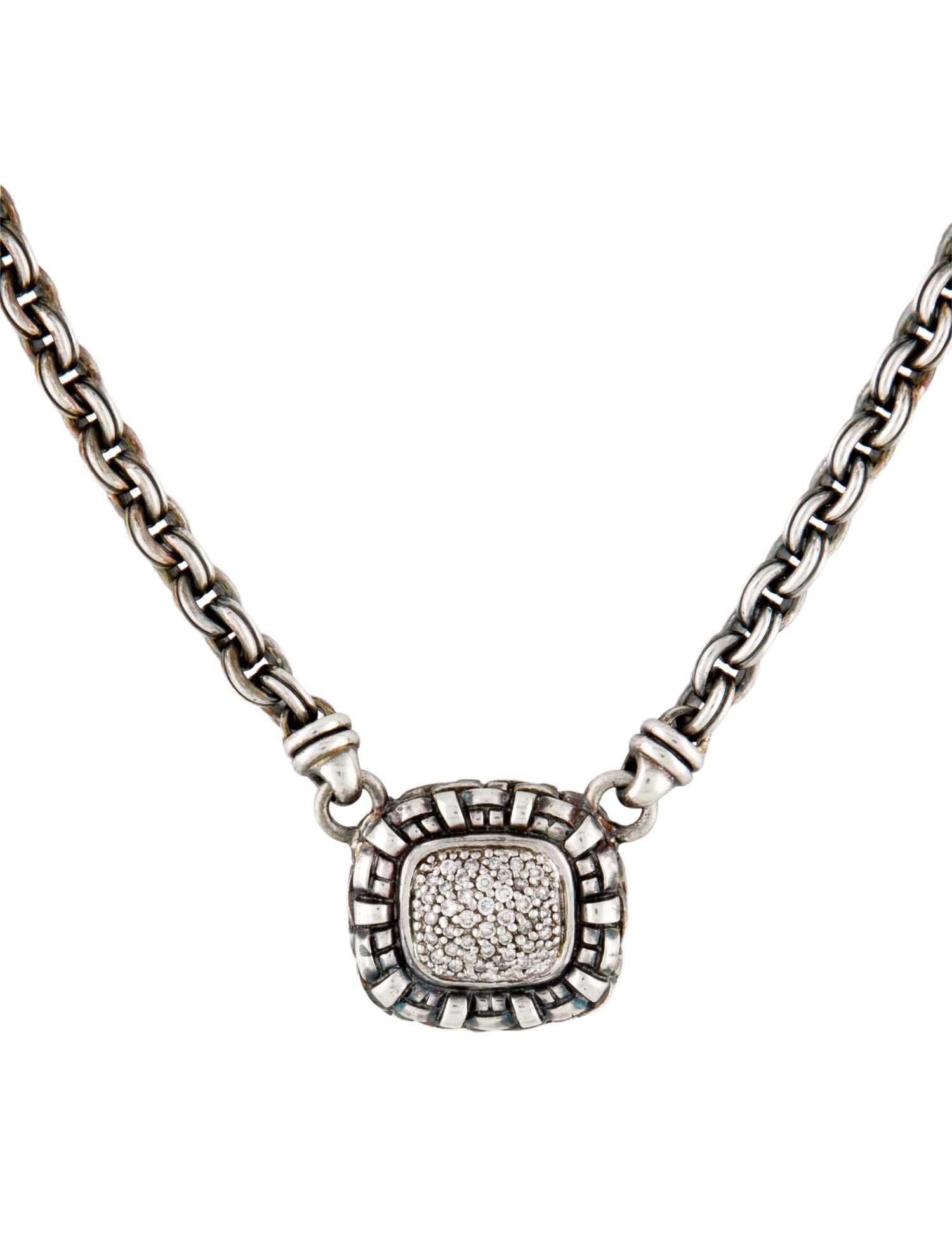 Scott Kay Diamond Basketweave Pendant Necklace
