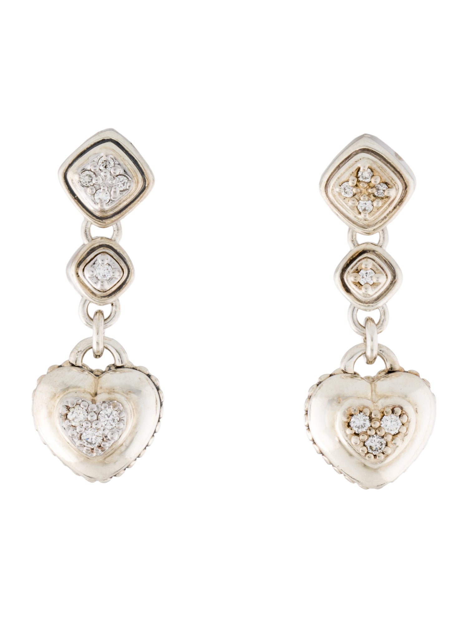 Scott Kay Diamond Heart Drop Earrings
