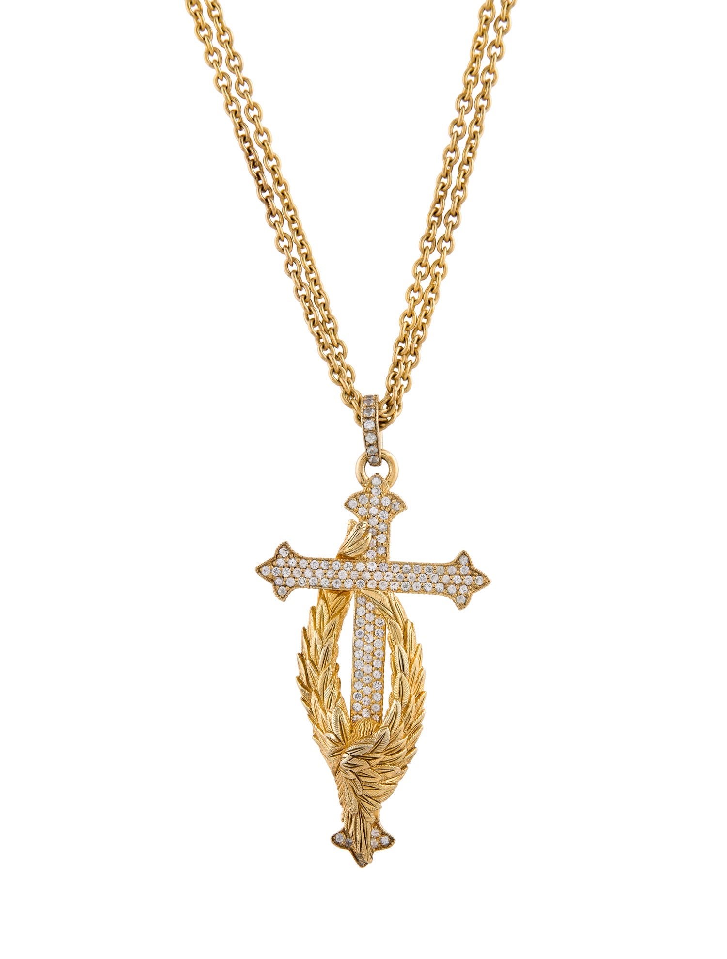 Scott Kay 1.34ctw Colorless Sapphire Protecting The Cross Pendant Necklace