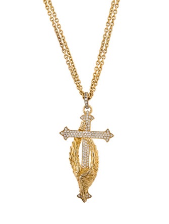 Scott Kay 1.34ctw Colorless Sapphire Protecting The Cross Pendant Necklace