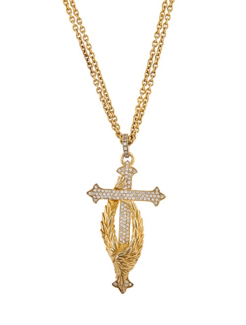 Scott Kay 1.34ctw Colorless Sapphire Protecting The Cross Pendant Necklace