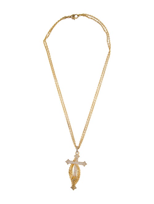 Scott Kay 1.34ctw Colorless Sapphire Protecting The Cross Pendant Necklace