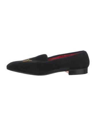 Sulka Velvet Embroidered Accent Loafers