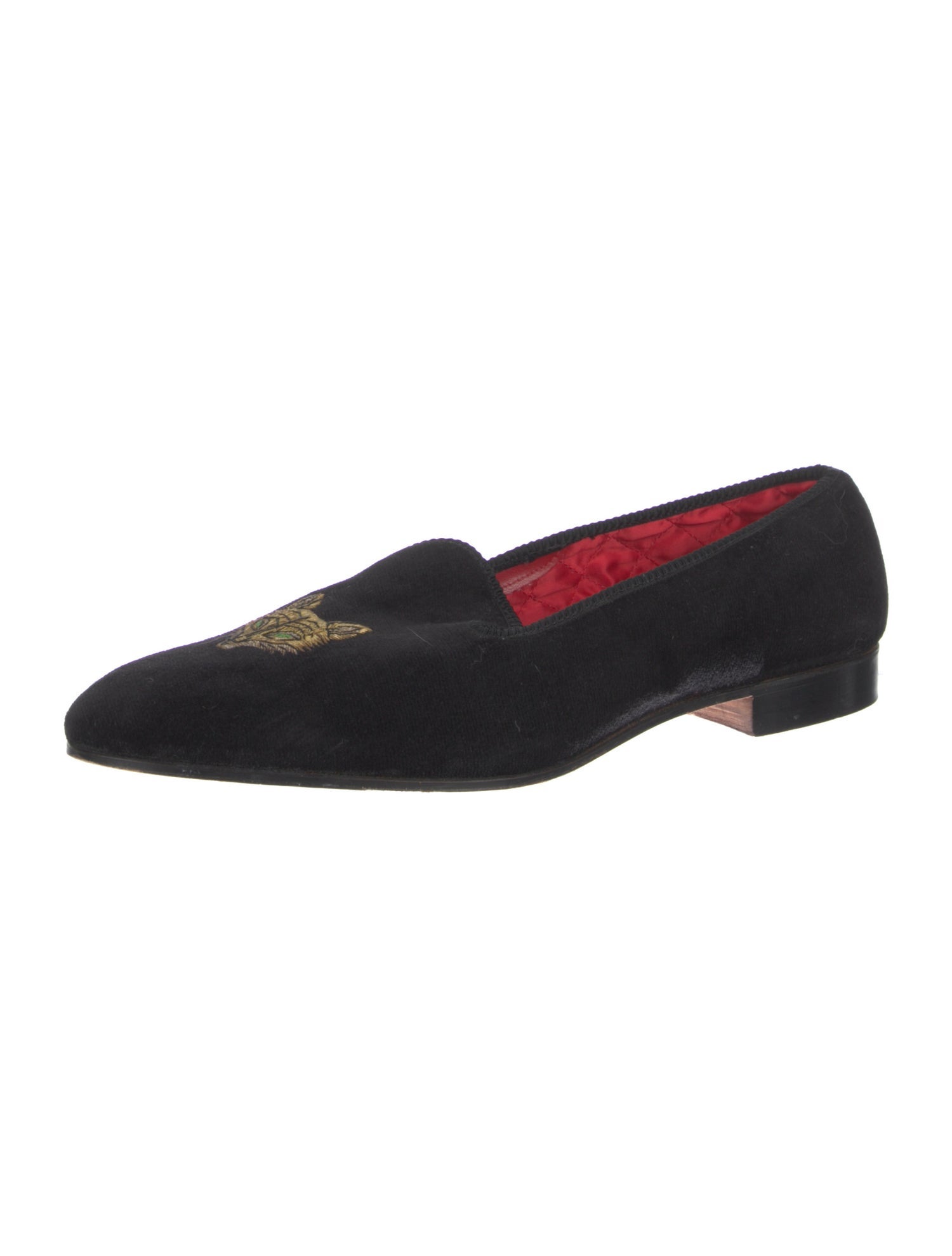 Sulka Velvet Embroidered Accent Loafers