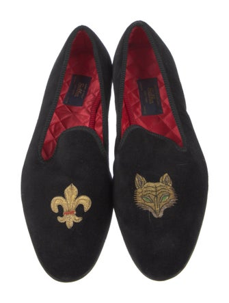 Sulka Velvet Embroidered Accent Loafers