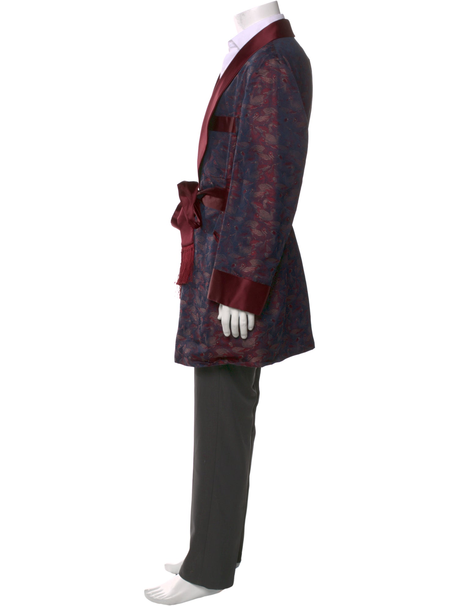 Sulka Printed Fringe Trim Accent Robe