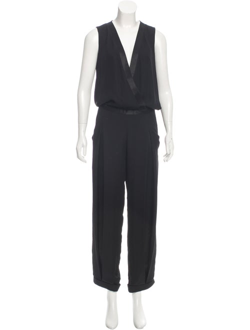Sally LaPointe Sleeveless Silk Jumpsuit Black