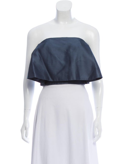 Sally LaPointe Strapless Cropped Top Blue