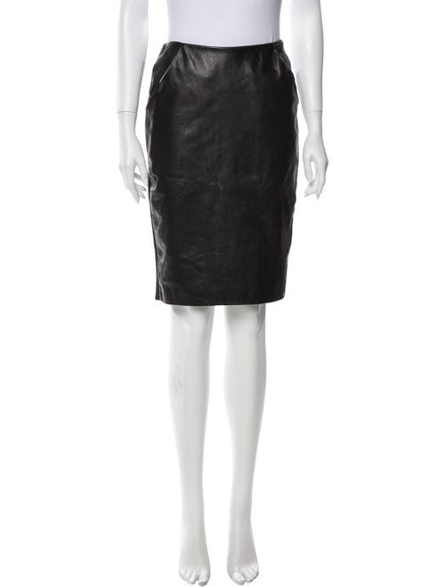 Sally LaPointe Leather Knee-Length Skirt Black