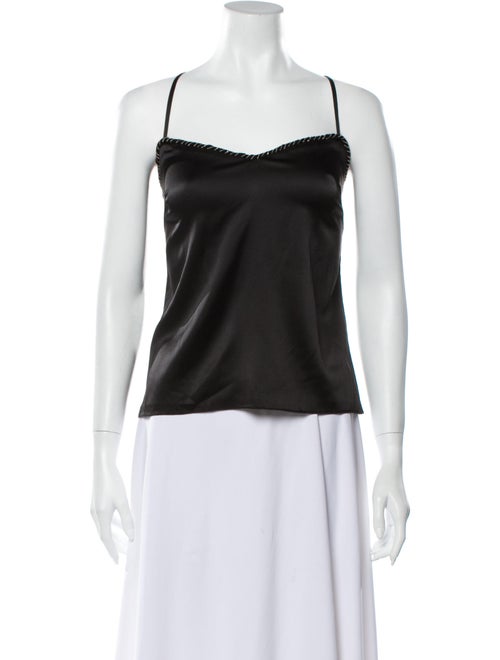 Sally LaPointe Silk Square Neckline Top Black