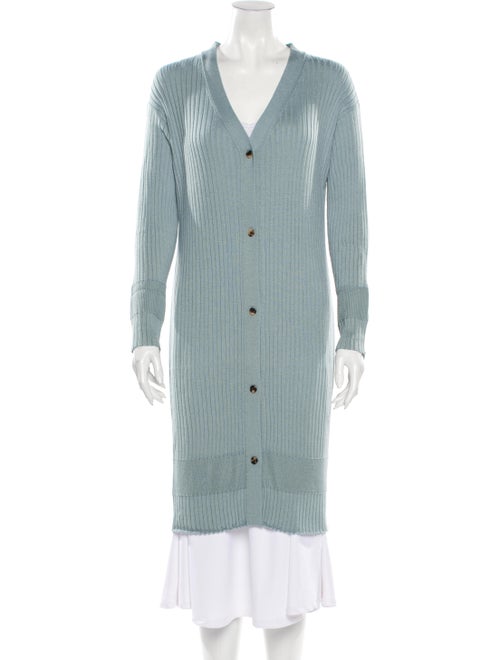 Sally LaPointe Cashmere V-Neck Sweater Blue