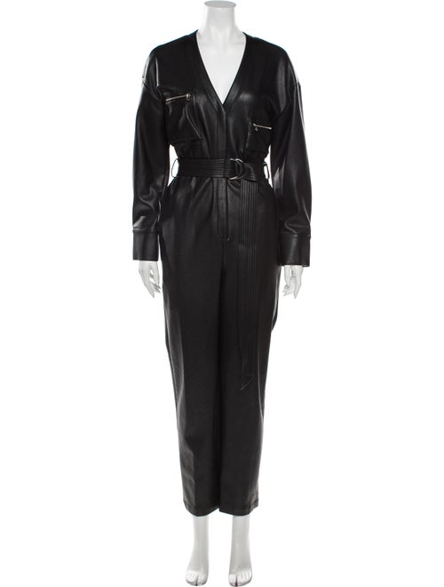 Sally LaPointe V-Neck Jumpsuit Black