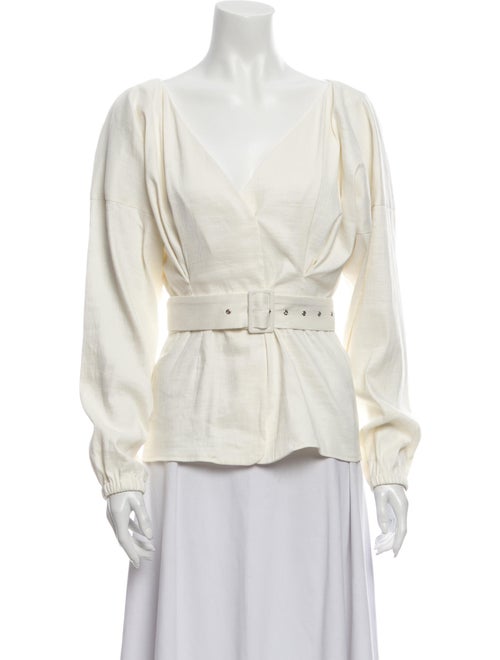 Sally LaPointe Linen V-Neck Blouse