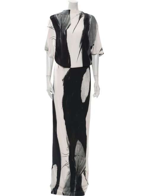 Sally LaPointe Colorblock Pattern Long Dress Black