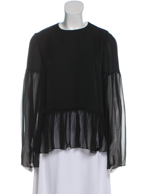 Sally LaPointe Long Sleeve Silk Top Black