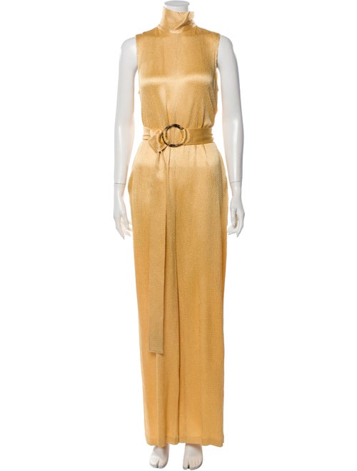 Sally LaPointe Mock Neck Jumpsuit Gold