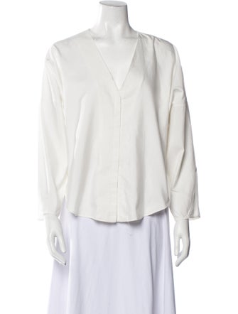 LAPOINTE V-Neck Three-Quarter Sleeve Blouse