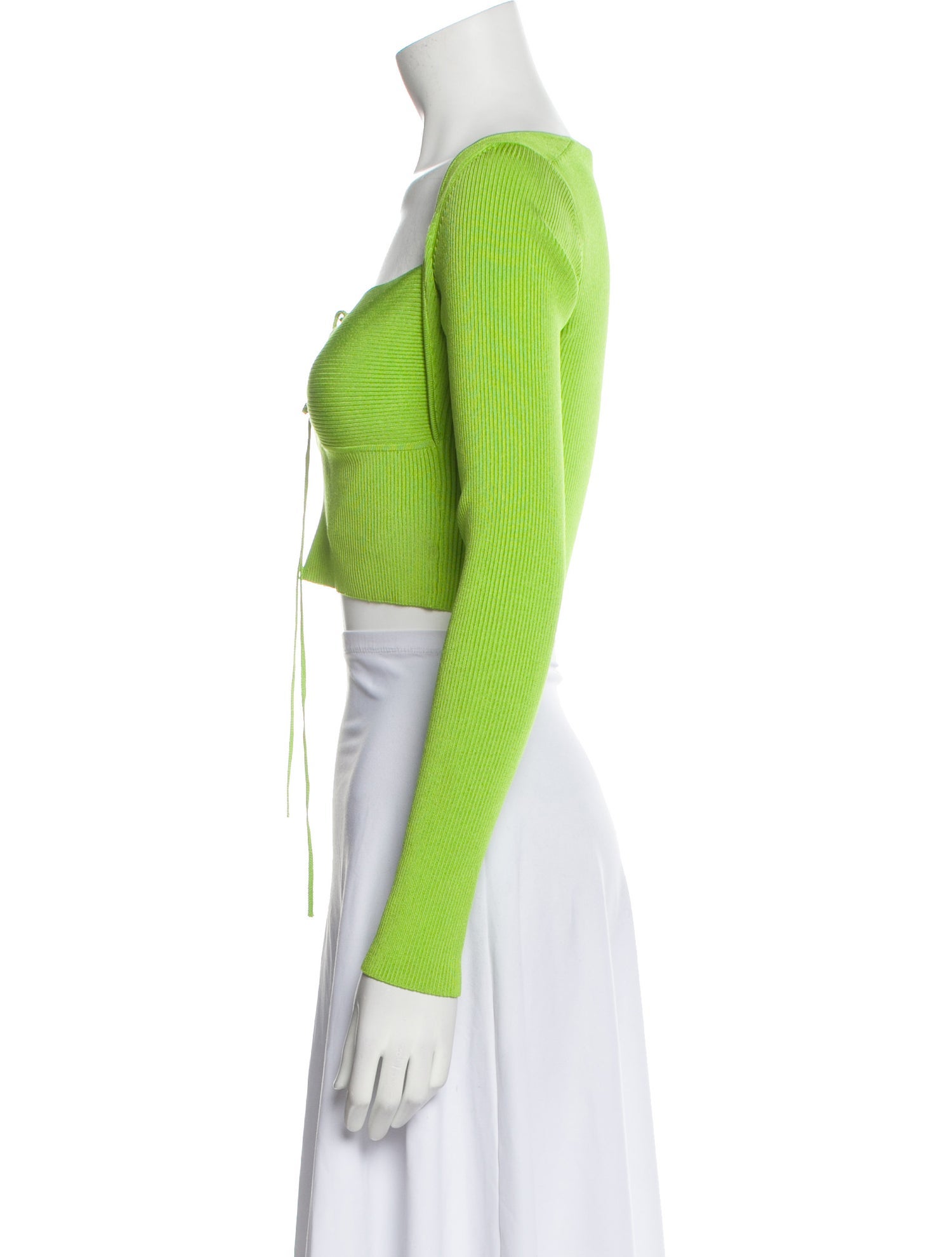 LAPOINTE Square Neckline Long Sleeve Crop Top