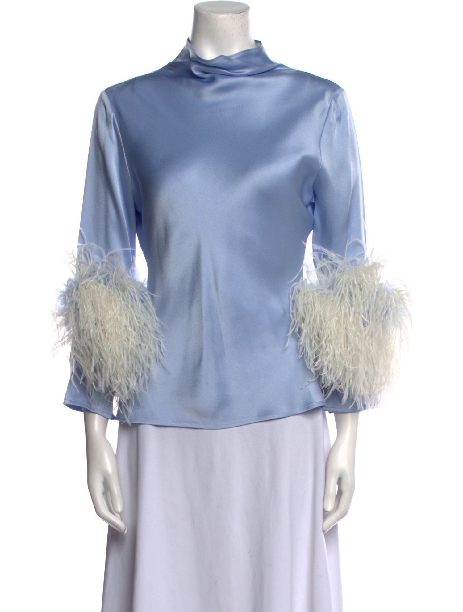 LAPOINTE Mock Neck Three-Quarter Sleeve Blouse