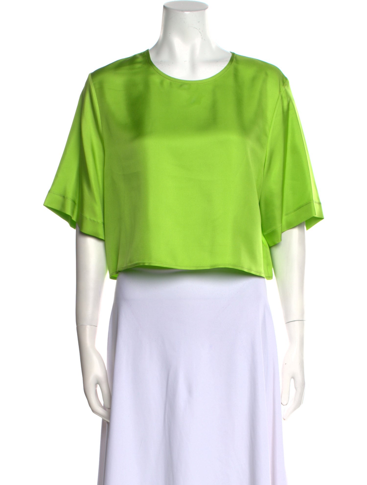 LAPOINTE Silk Crew Neck Crop Top