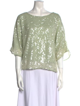 LAPOINTE Sequin Bateau Neckline Top