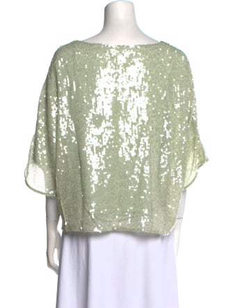 LAPOINTE Sequin Bateau Neckline Top