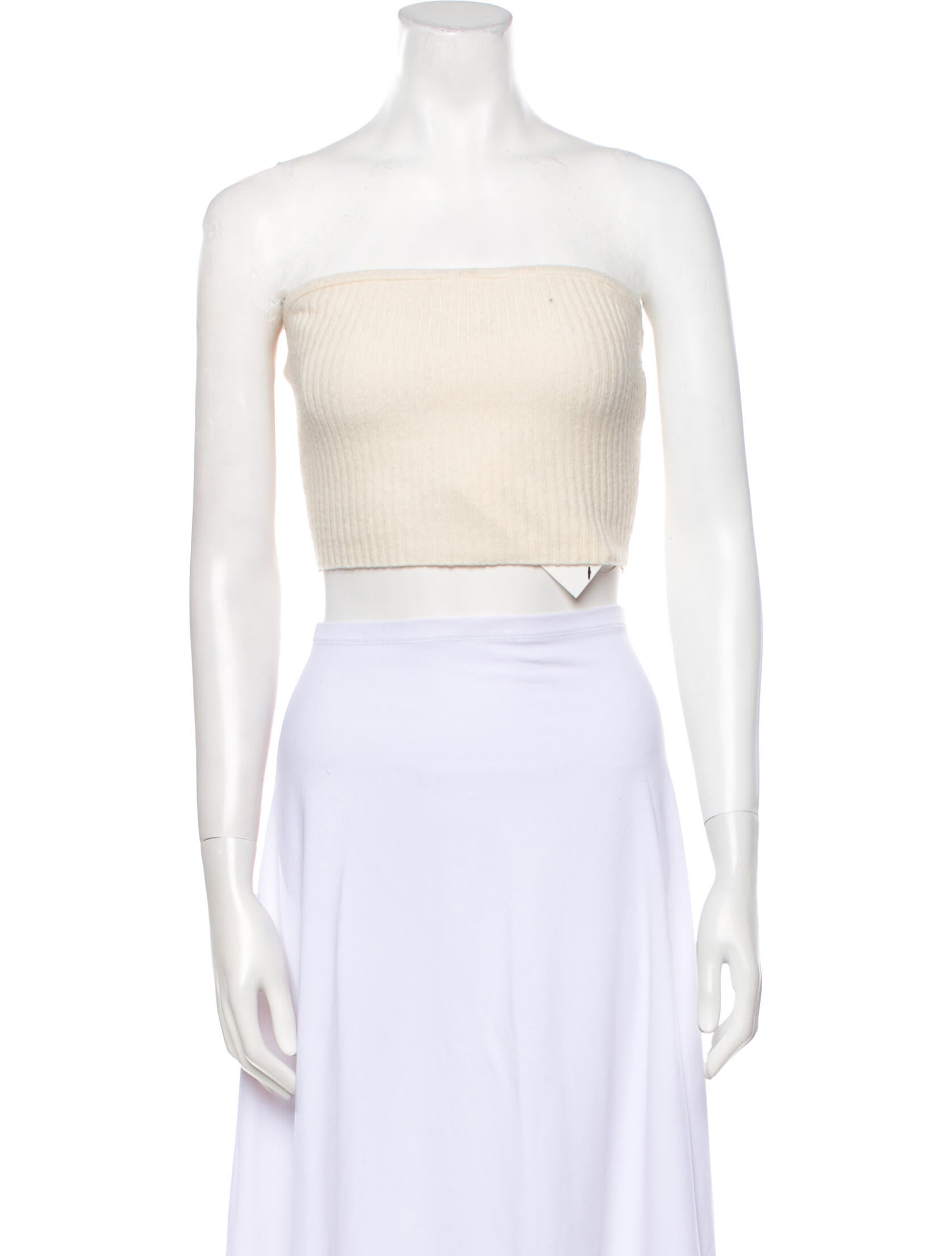 LAPOINTE Faux Leather Strapless Crop Top