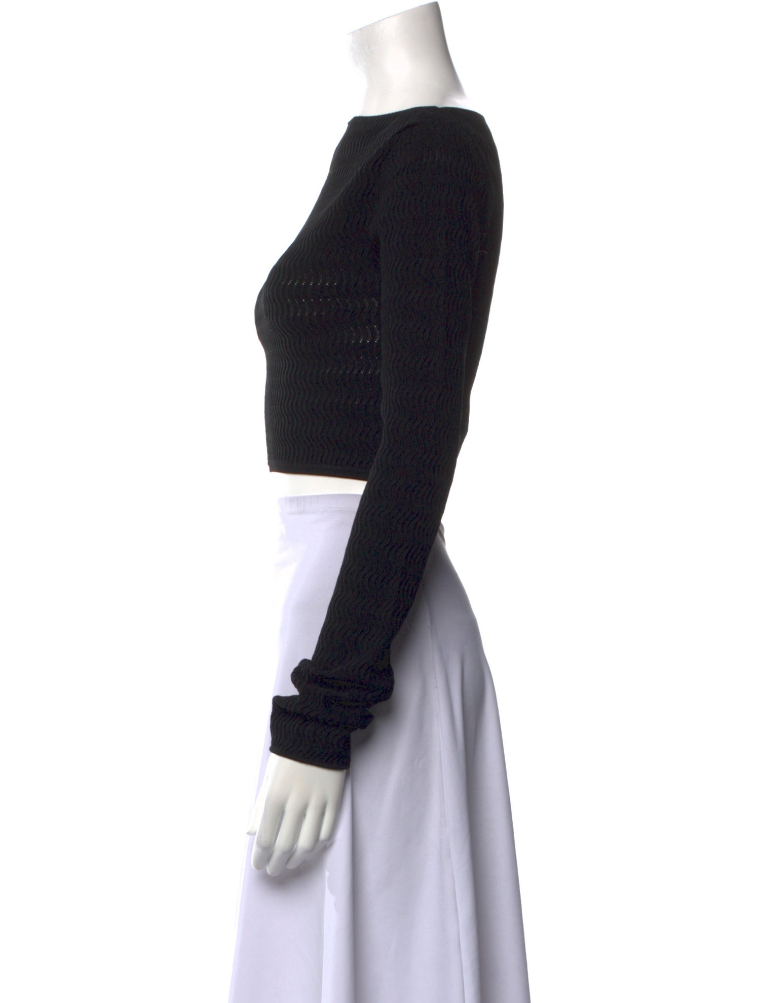 LAPOINTE Bateau Neckline Long Sleeve Crop Top