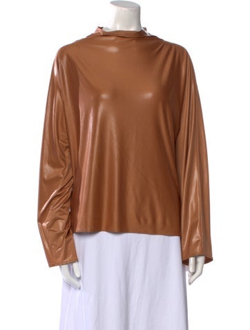 Lapointe Tops Silk Mock Neck Blouse L