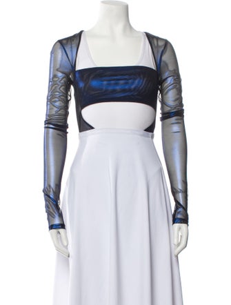 LAPOINTE Square Neckline Long Sleeve Crop Top