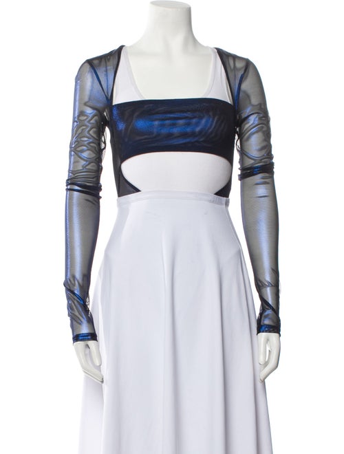 LAPOINTE Square Neckline Long Sleeve Crop Top