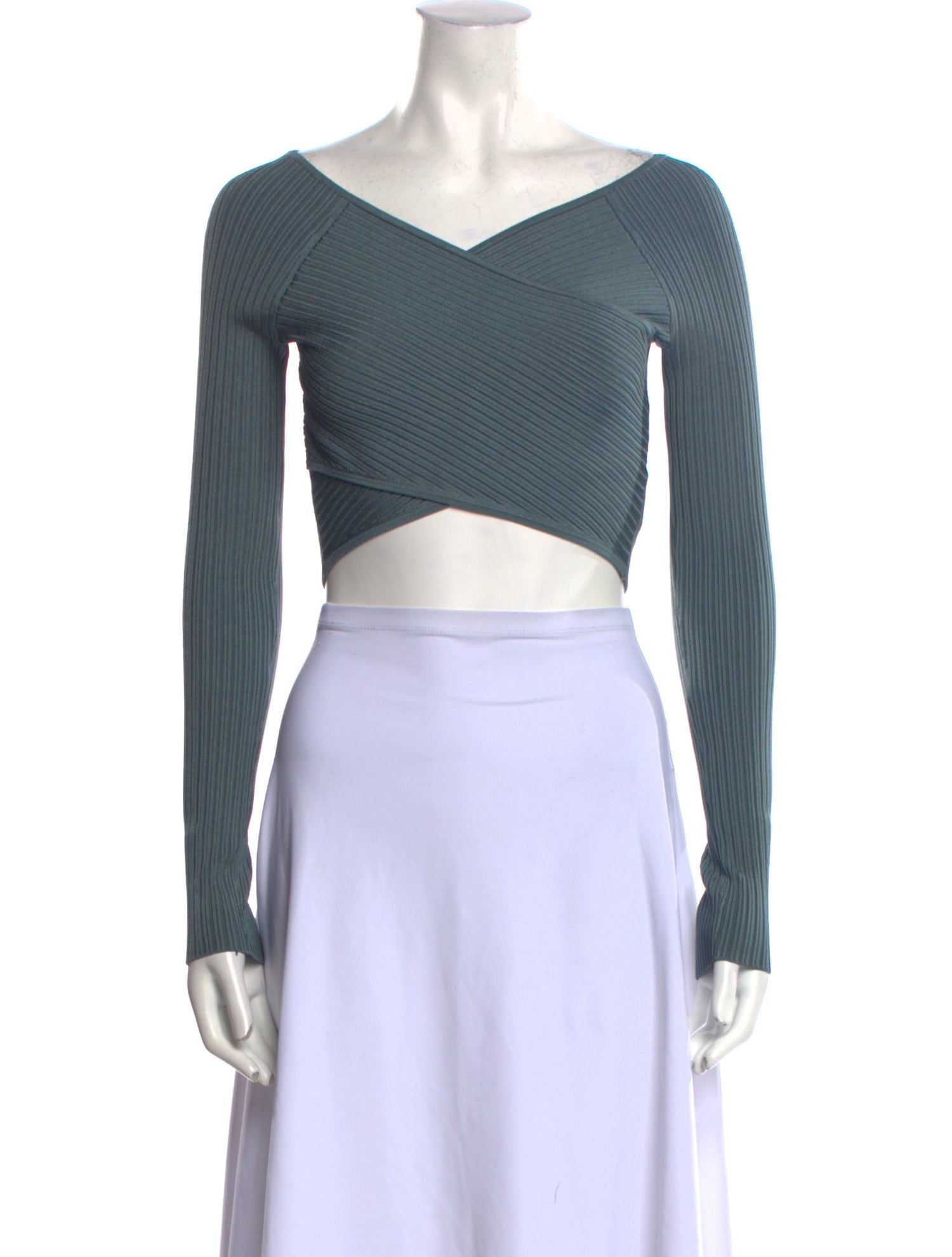 LAPOINTE V-Neck Long Sleeve Crop Top