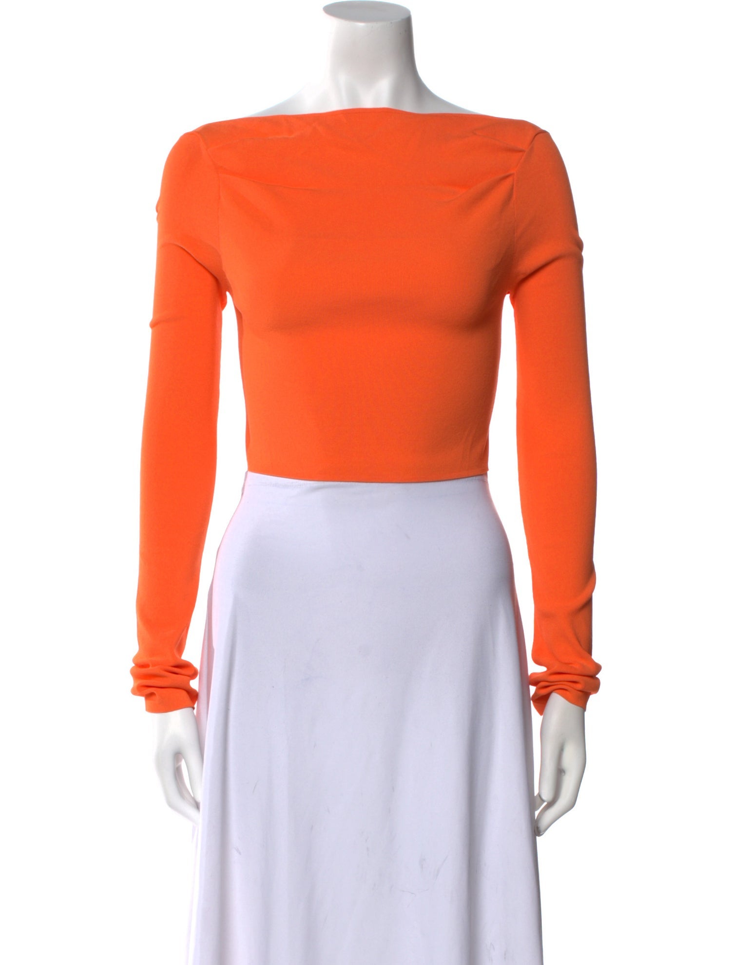LAPOINTE Bateau Neckline Long Sleeve Crop Top
