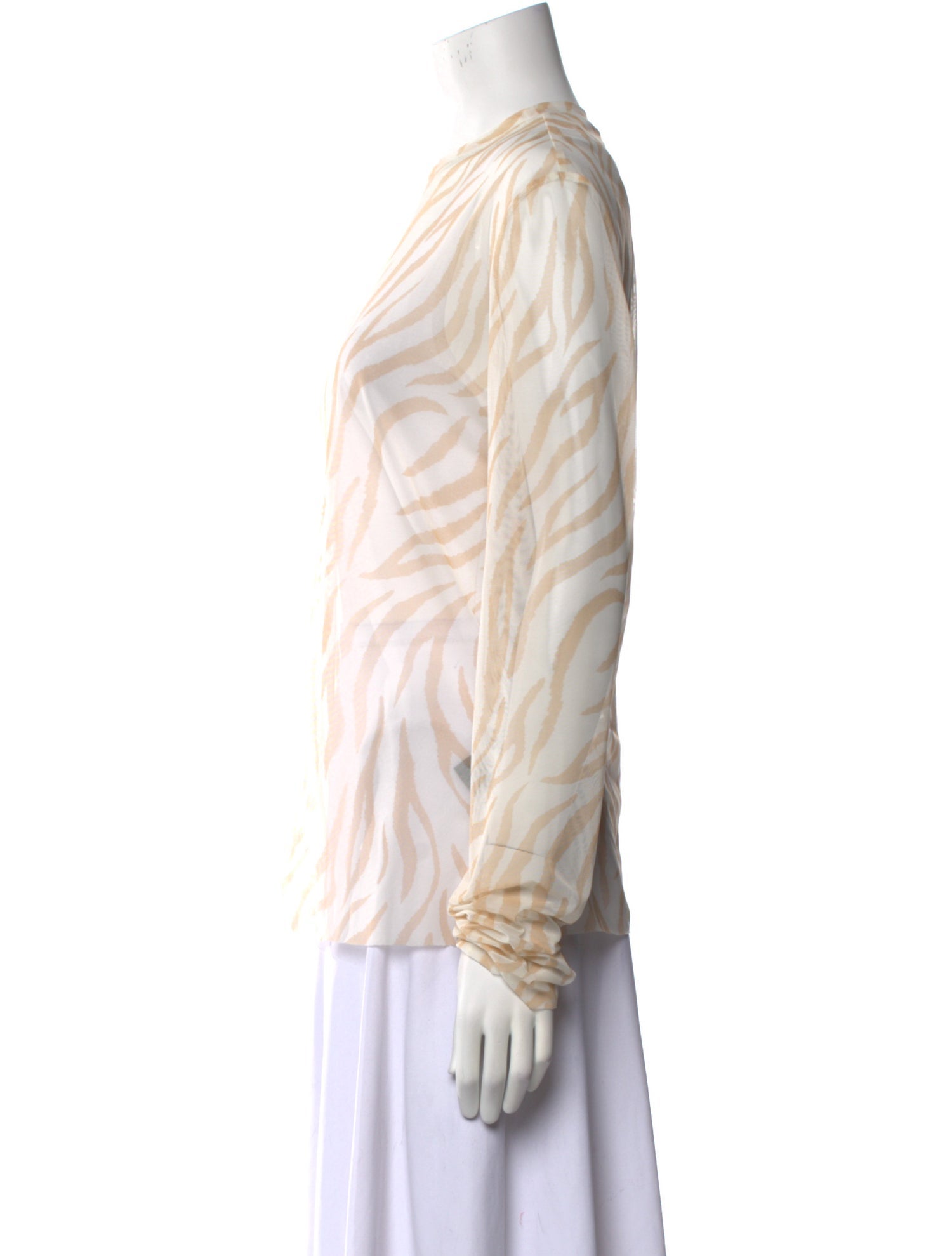 LAPOINTE Animal Print Crew Neck Blouse