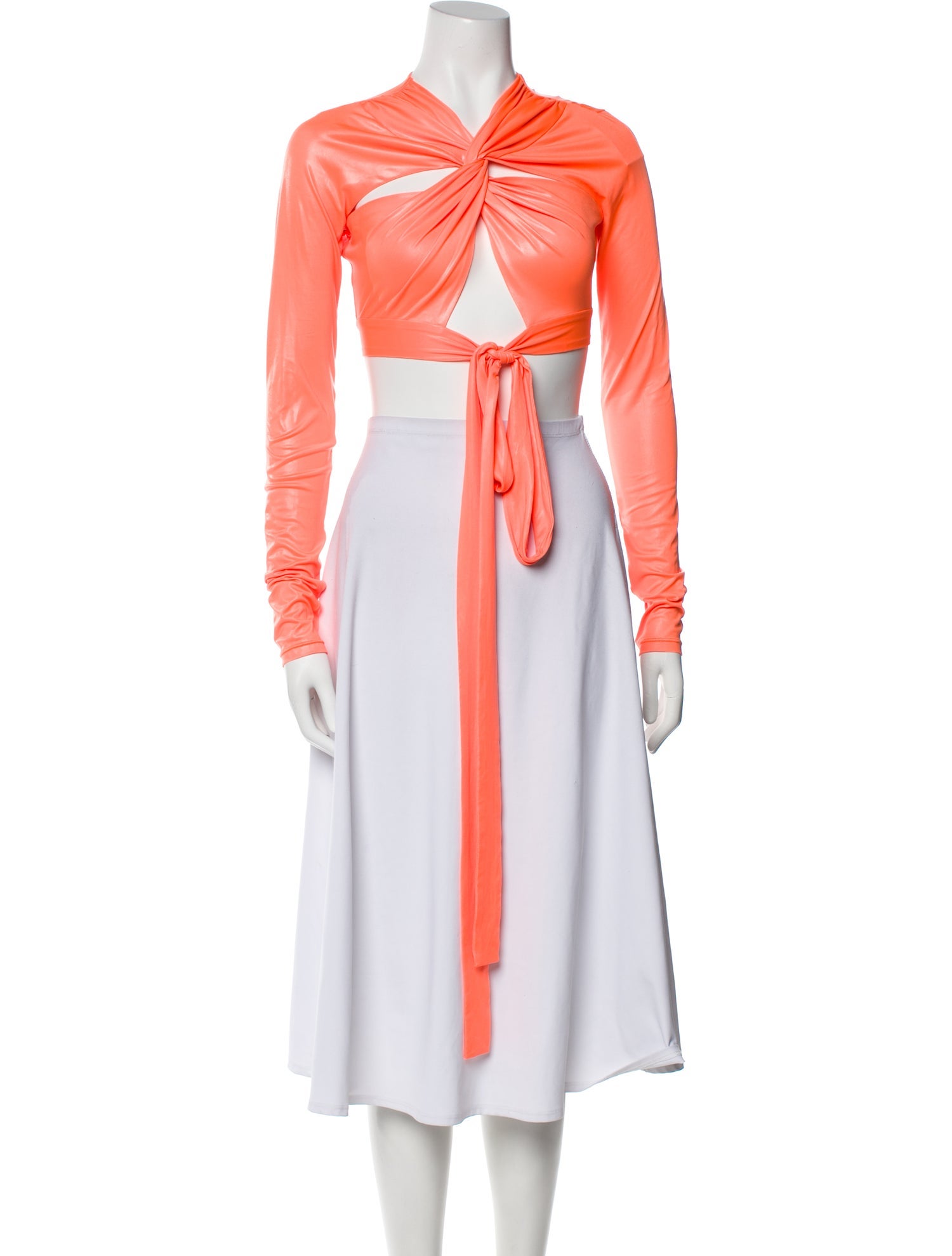 LAPOINTE V-Neck Long Sleeve Crop Top