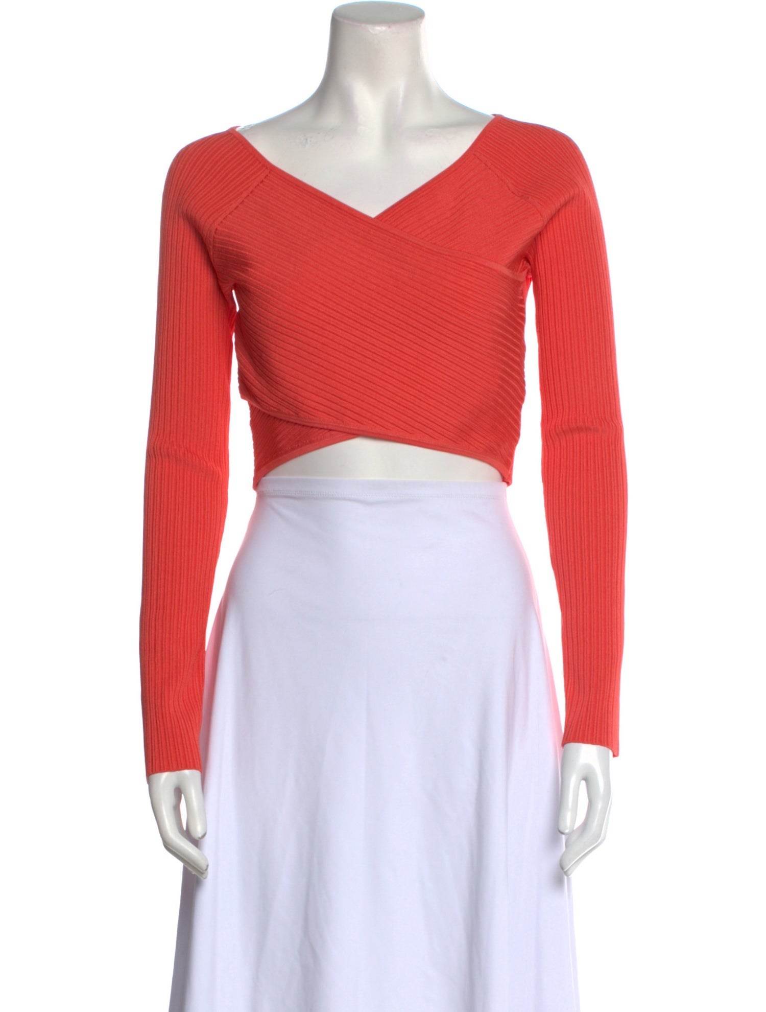 LAPOINTE V-Neck Long Sleeve Crop Top