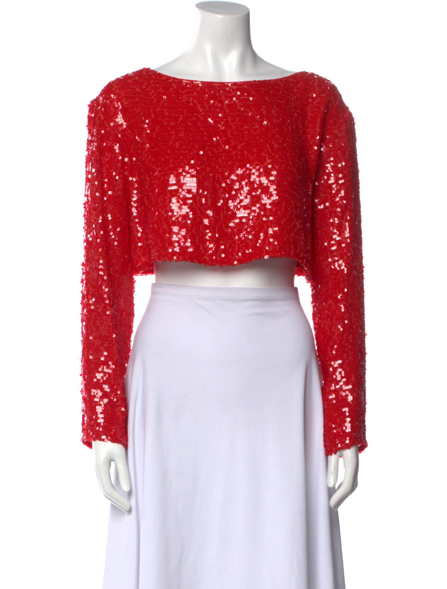 LAPOINTE Bateau Neckline Long Sleeve Crop Top