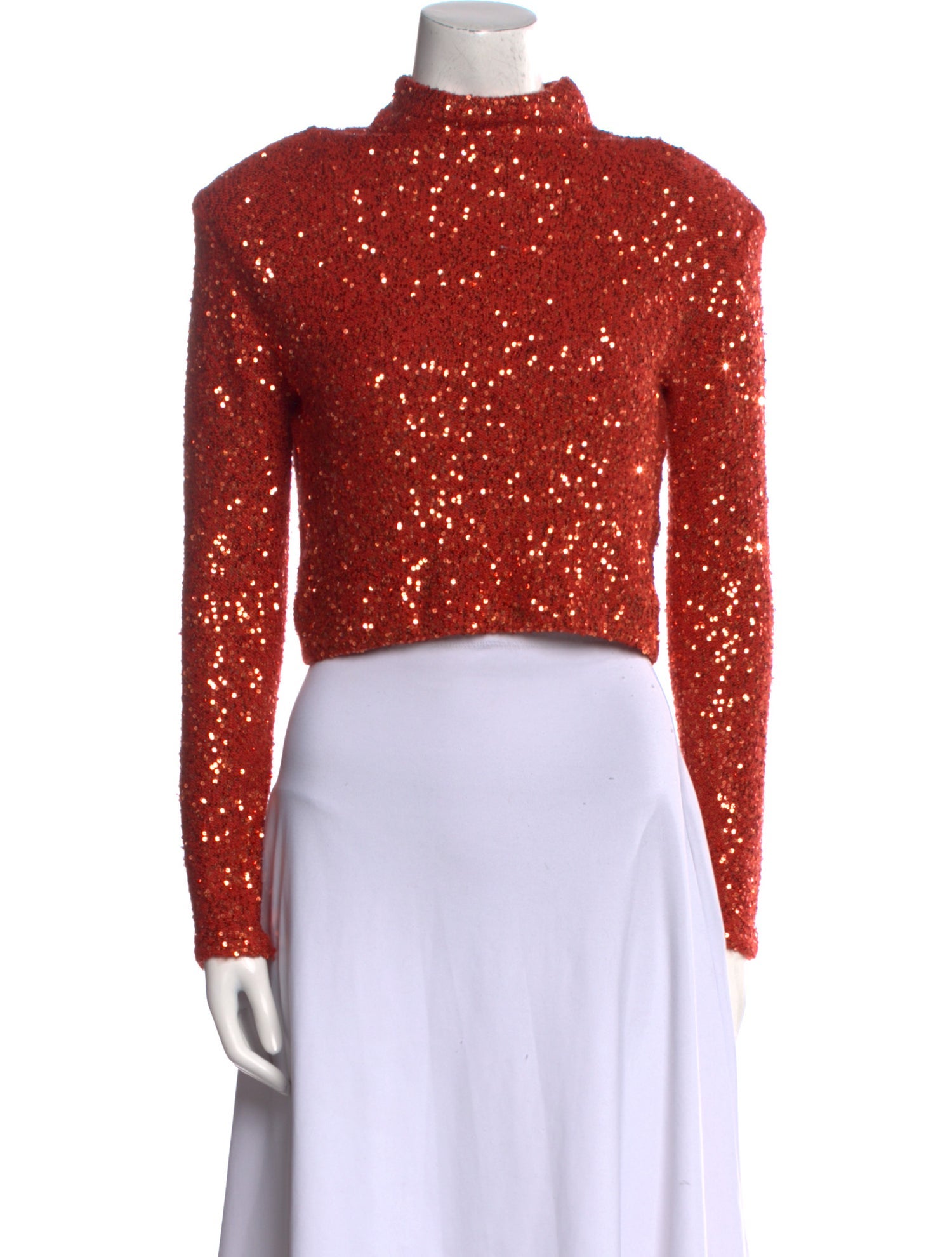 LAPOINTE Mock Neck Long Sleeve Crop Top