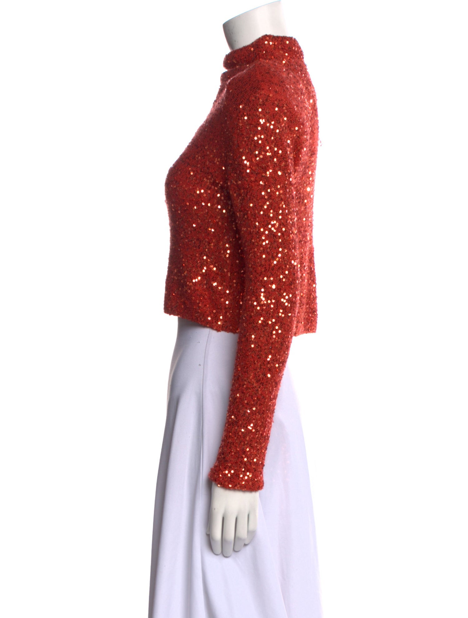 LAPOINTE Mock Neck Long Sleeve Crop Top