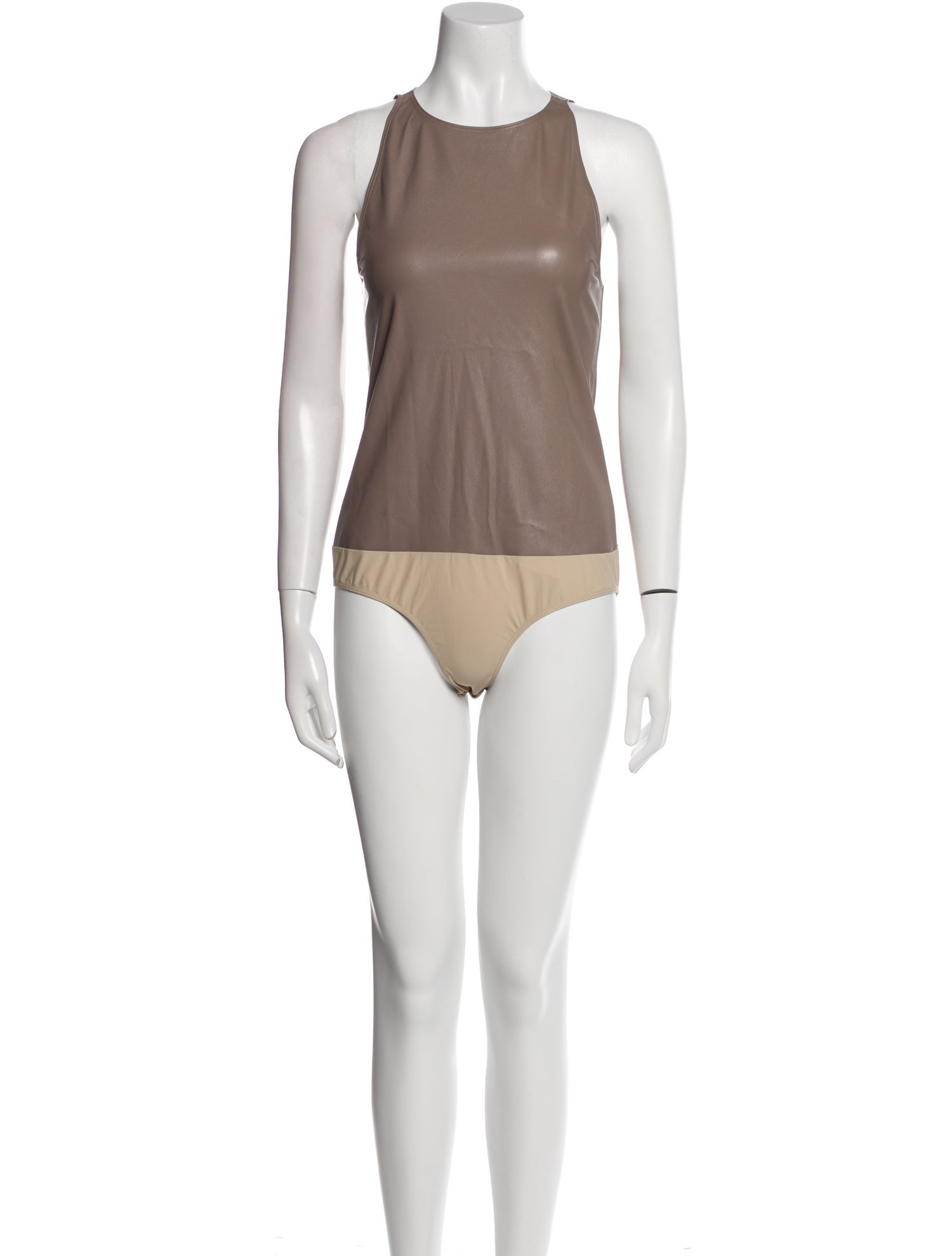 LAPOINTE Faux Leather Crew Neck Bodysuit w/ Tags