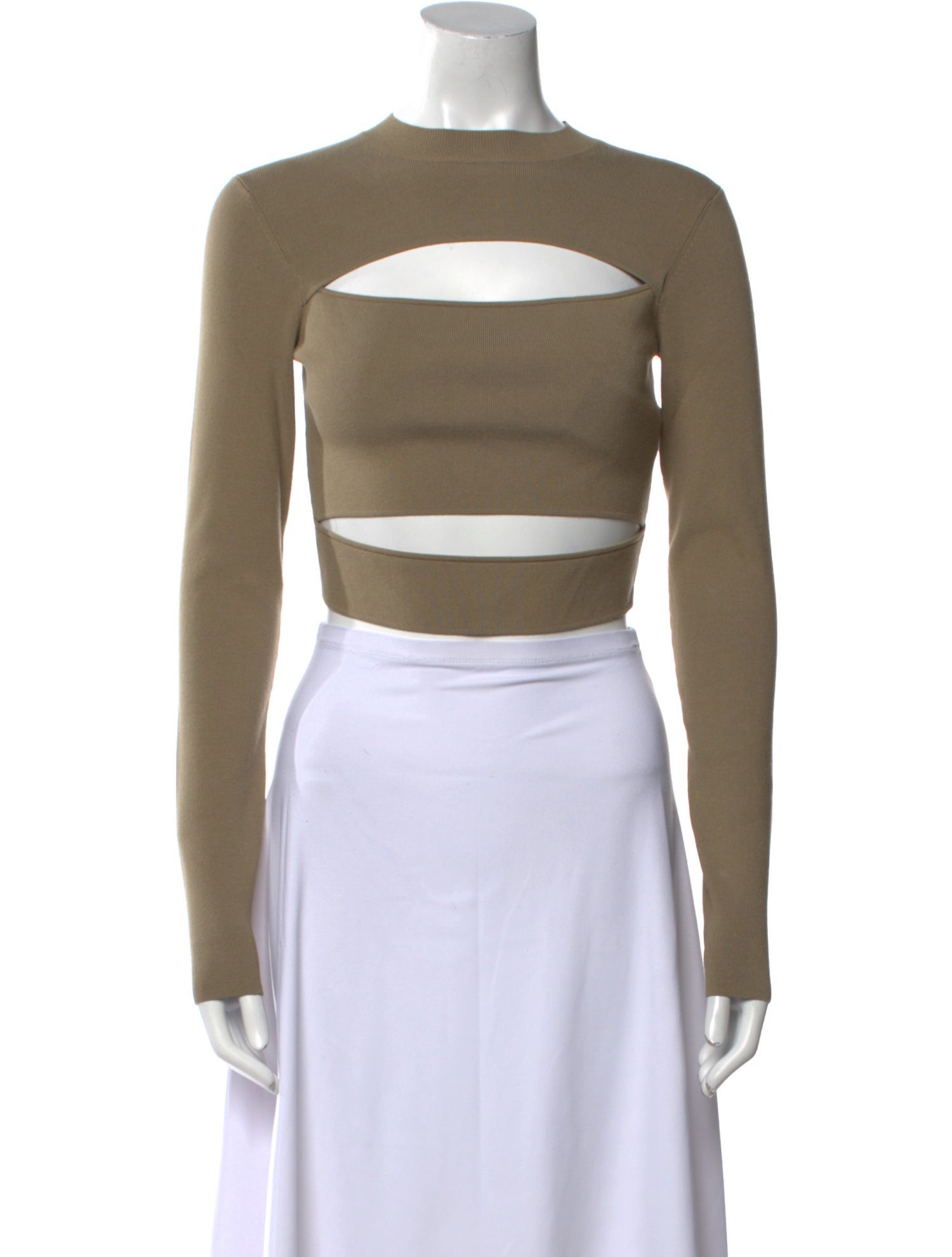 LAPOINTE Crew Neck Long Sleeve Crop Top