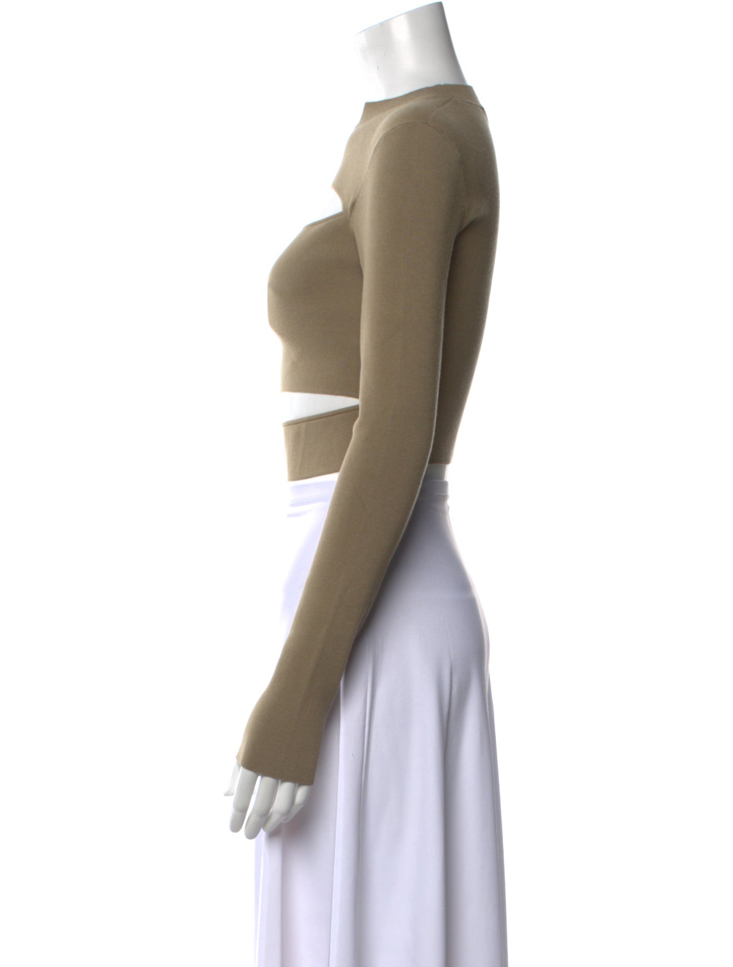 LAPOINTE Crew Neck Long Sleeve Crop Top