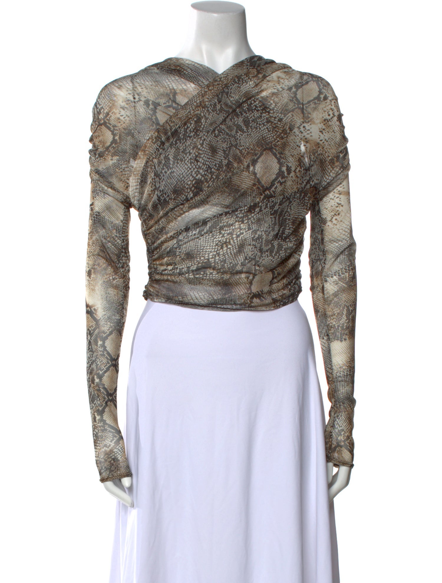 LAPOINTE Animal Print V-Neck Crop Top