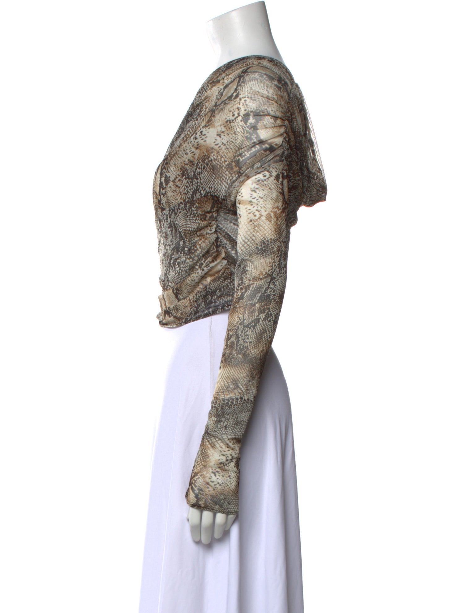 LAPOINTE Animal Print V-Neck Crop Top