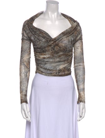 LAPOINTE Tweed Pattern Cowl Neck Crop Top