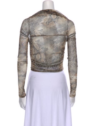 LAPOINTE Tweed Pattern Cowl Neck Crop Top