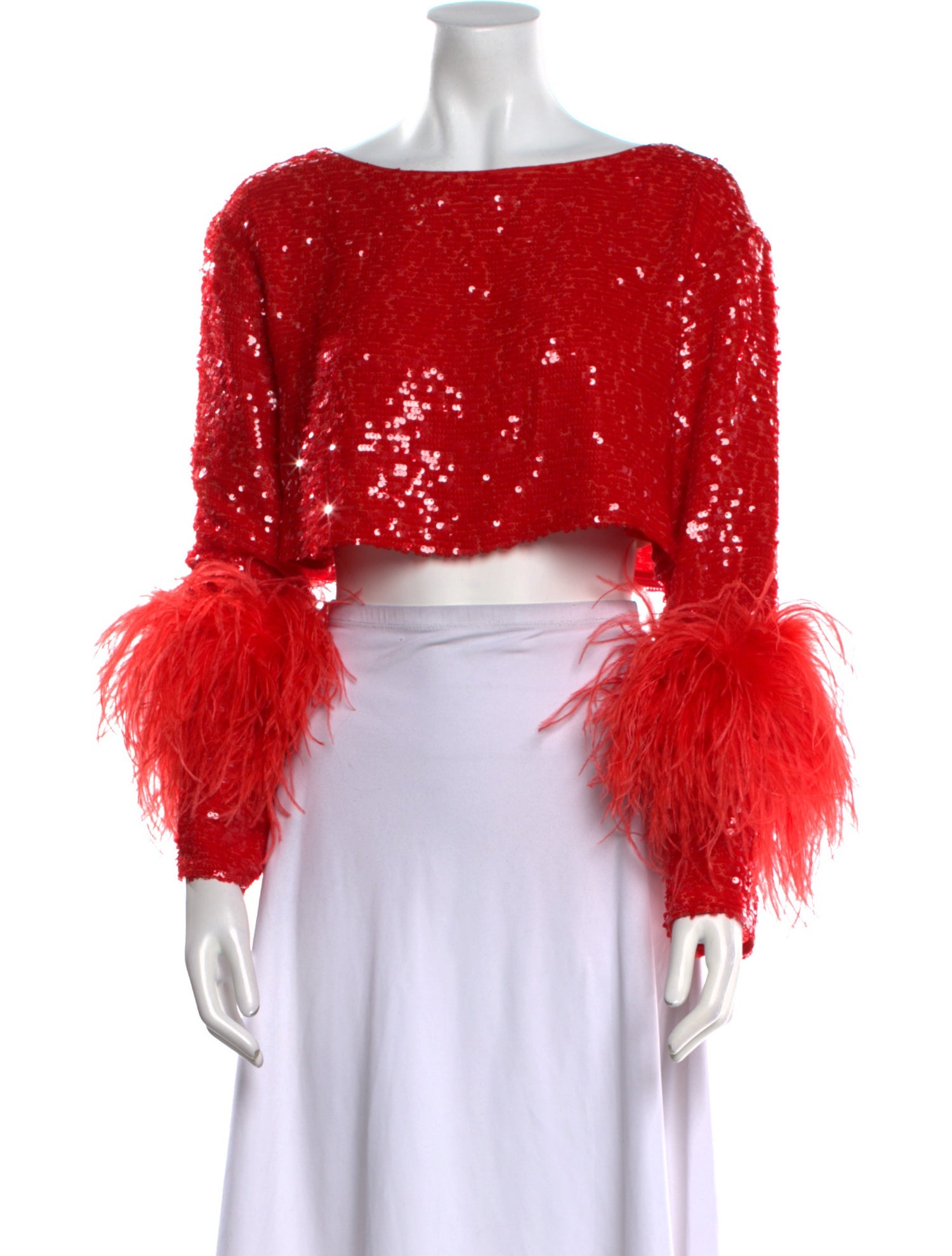 LAPOINTE Bateau Neckline Long Sleeve Crop Top