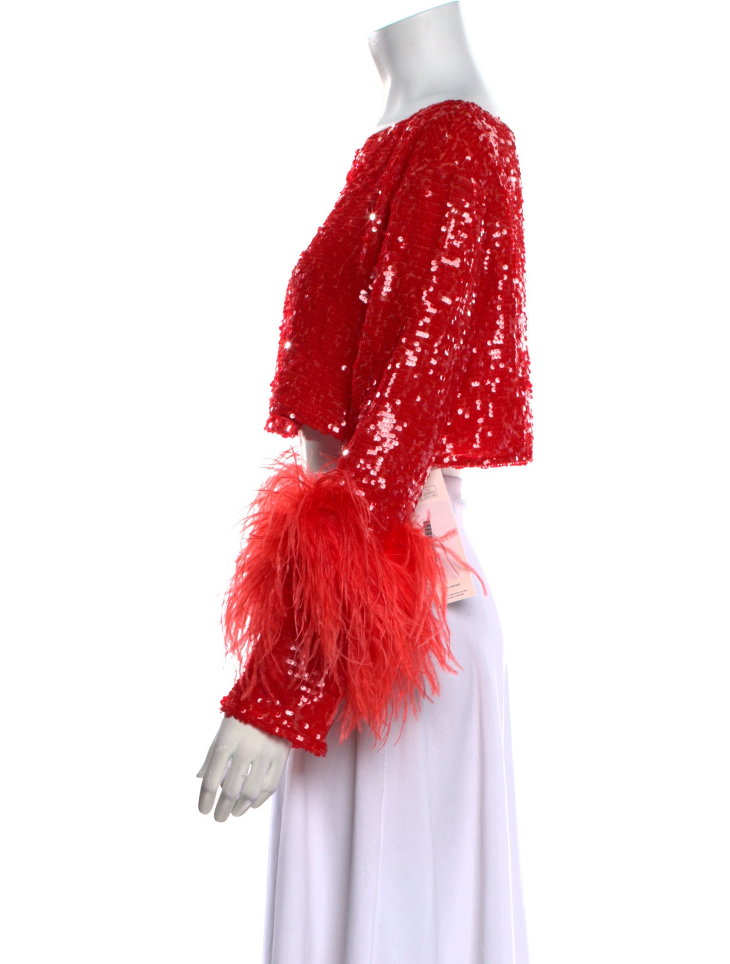 LAPOINTE Bateau Neckline Long Sleeve Crop Top